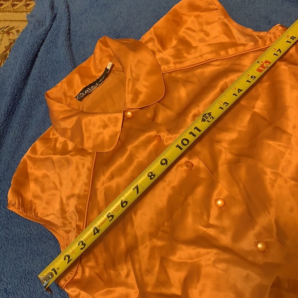 STATE OF MIND TANGERINE ORANGE SILK BLOUSE NEW SIZE SMALL - Picture 11 of 12